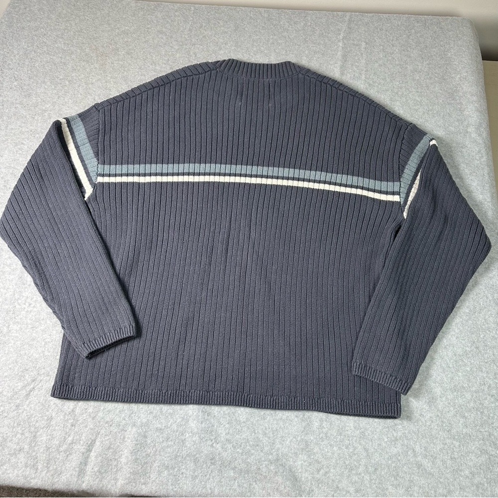 Hollister Mens Boxy Fit Ribbed Crew Neck Sweater Charcoal Grey Striped S - Picture 3 of 5